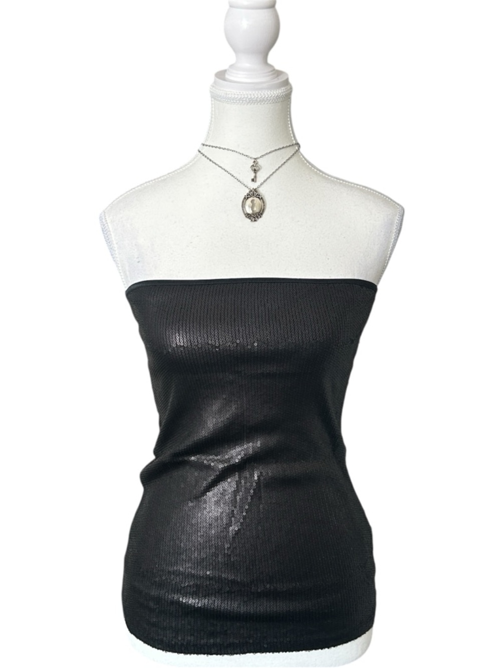 Y2K “Dynamite” Black Sequin Tube Top
